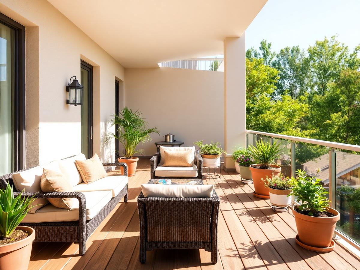 Open balcony with outdoor seating